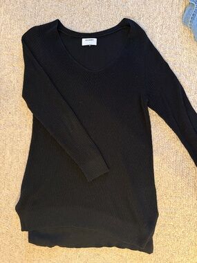 Old Navy Black V-Neck Tunic Ribbed Women's Sweater